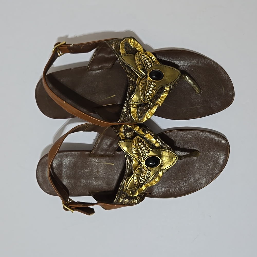 Pimento Elegant Gold and Brown Sandals